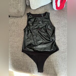 ⭐️Forever 21 Black Vinyl Pleather Bodysuit S